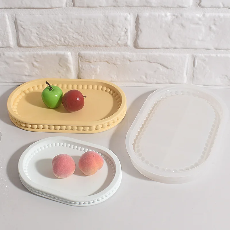 قالب بيضاوي فقاعة حبة الدانتيل صينية تخزين الراتنج قوالب عيد الميلاد الجص الاسمنت الحد الأدنى طبق قالب من السيليكون #1