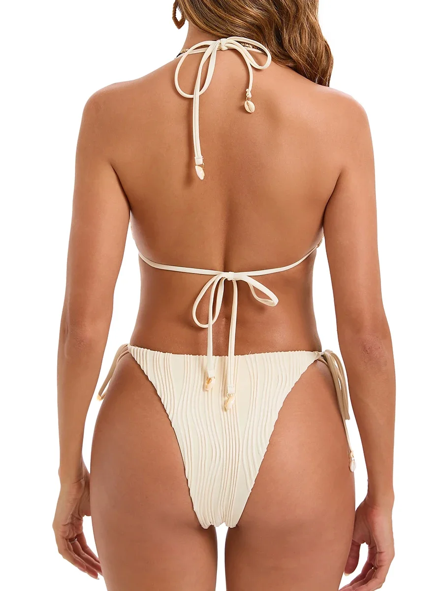 Triangle Sexy Bikini 2025 Women String Swimwear Female Solid halter Swimsuit Bathers Swimming Bathing Swim Suit Summer Beachwear