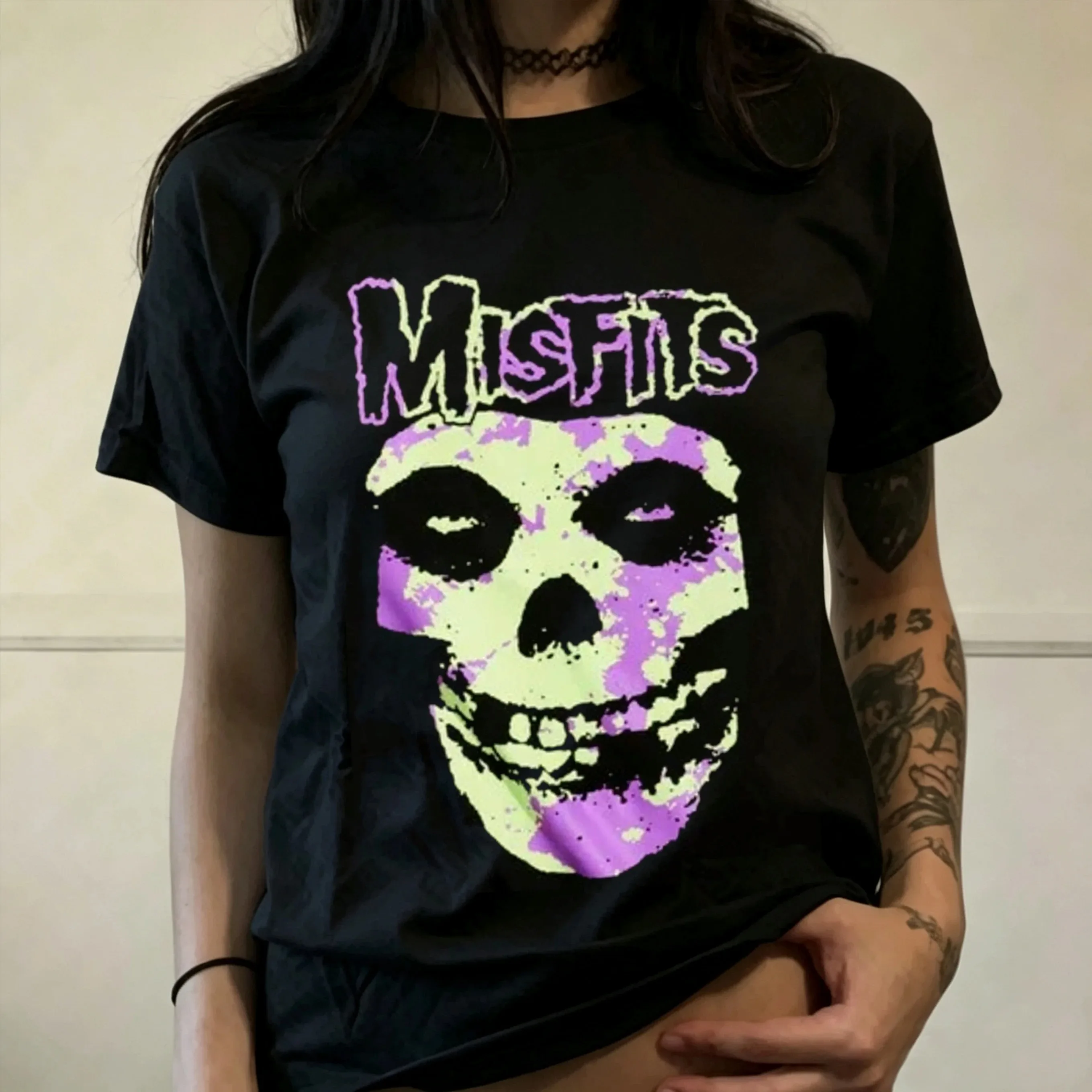 Misfits Punk Rock Band Graphic Cotton T-Shirt Retro Print Y2K Grunge Harajuku Streetwear Men Women Casual Tops Summer Fashion