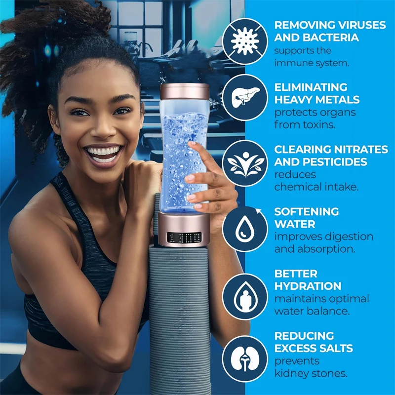 400ML Hydrogen Water Bottle Hydrogen Rich Portable Sports Water Bottles Rich Molecular Hydrogen Water Generator Drinking