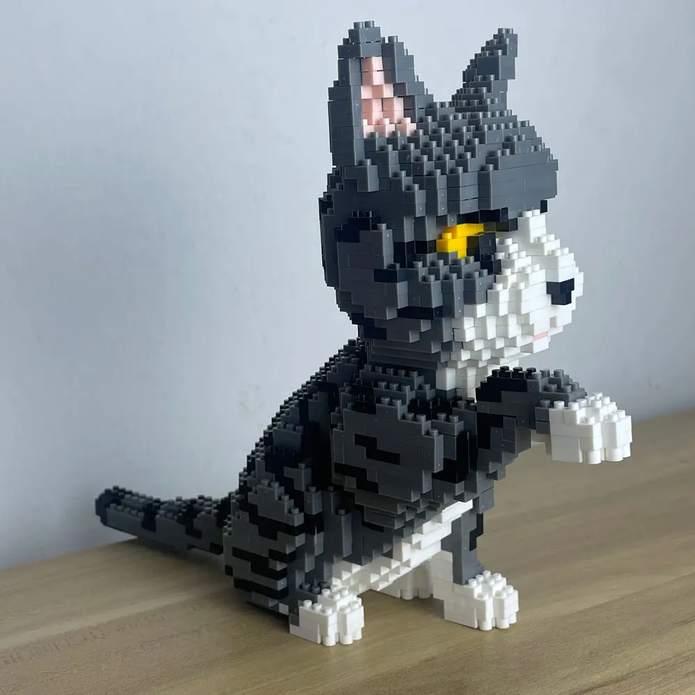 KNEW BUILT-Mini modelo de gato Adorable para niños, bloques de construcción, caras expresivas, opciones naranjas y negras, juguetes para fanáticos