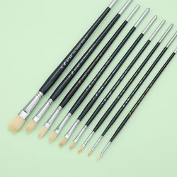 White bristle hard hair Pingfeng oil brush, suitable for gouache, acrylic, oil painting, art brush tools, painting art supplies