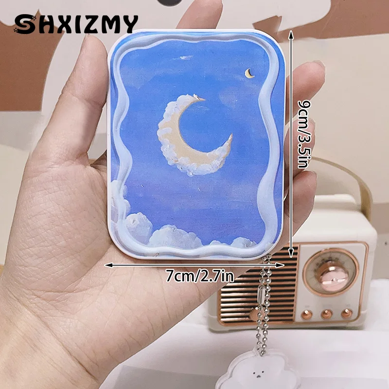 Miroir de Maquillage Pliable à Motif de Lune de Dessin Animé, Portable, de Poche, Rectangulaire, Cosmétique, avec Peigne, pour Femme et Fille