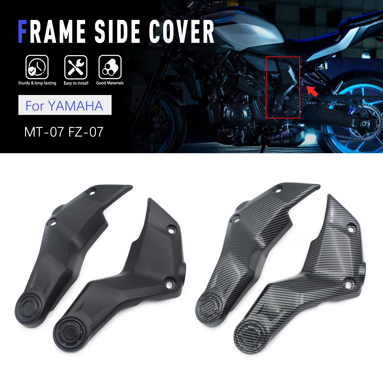 For Yamaha MT-07 MT07 FZ-07 FZ07 2025 Replacement Frame Side Cover Motorcycle Engine Left Right Frame Side Guard ABS Plastic