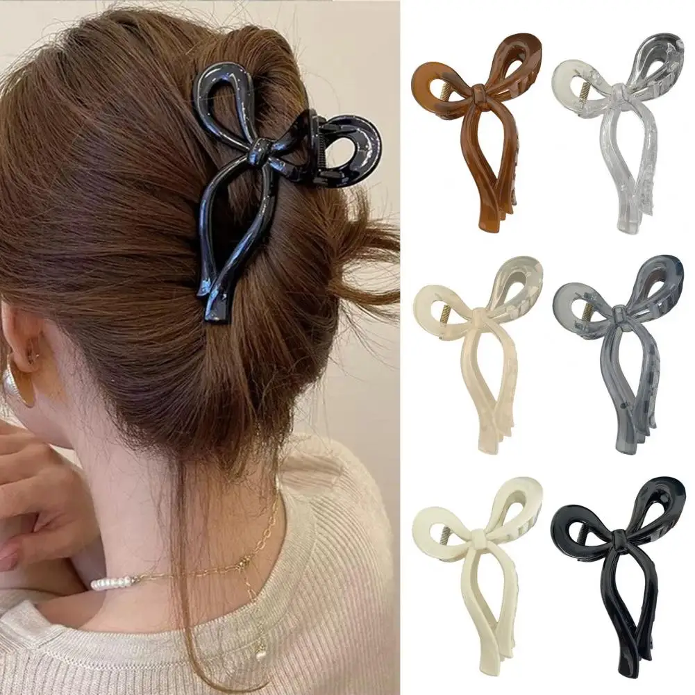 Bowknot Shape Hair Claw Cute Bow Hair Claw Clips Set for Women Fashionable Plastic Hair Accessories with Anti-slip for Teen