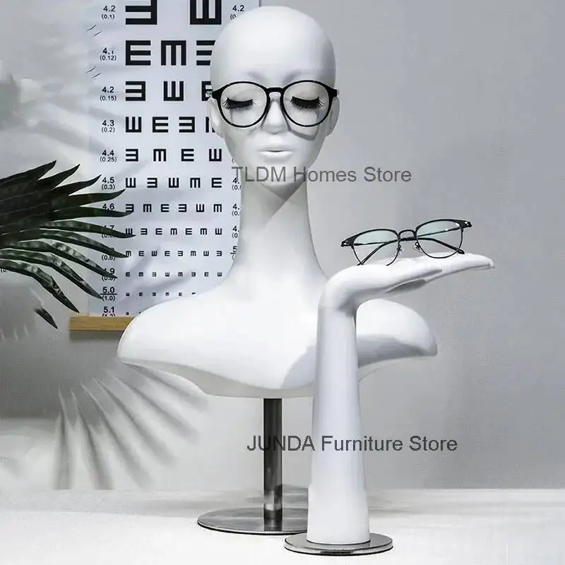 

Ornaments Light Luxury Art Mannequins Head with Model Facial Features Hand Hat Scarf Display Stand Props Female White Head Model