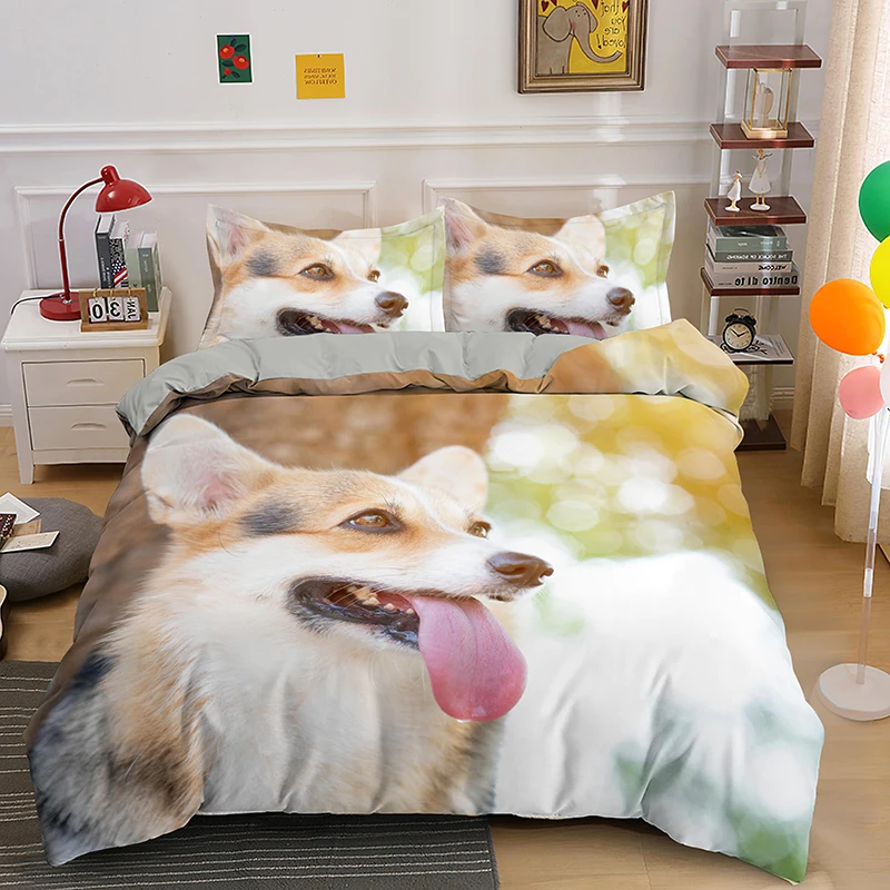 

3D Dog Print Bedding Set Single Double King Queen Size with PIllowcase Fashion Animal Comfortable Duvet Cover set