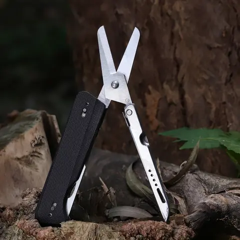ROXON S501U 접이식 포켓 가위 및 벨트 클립이 있는 교체 가능한 칼날, 야외, 캠핑, 하이킹용 2 in 1 멀티 도구,