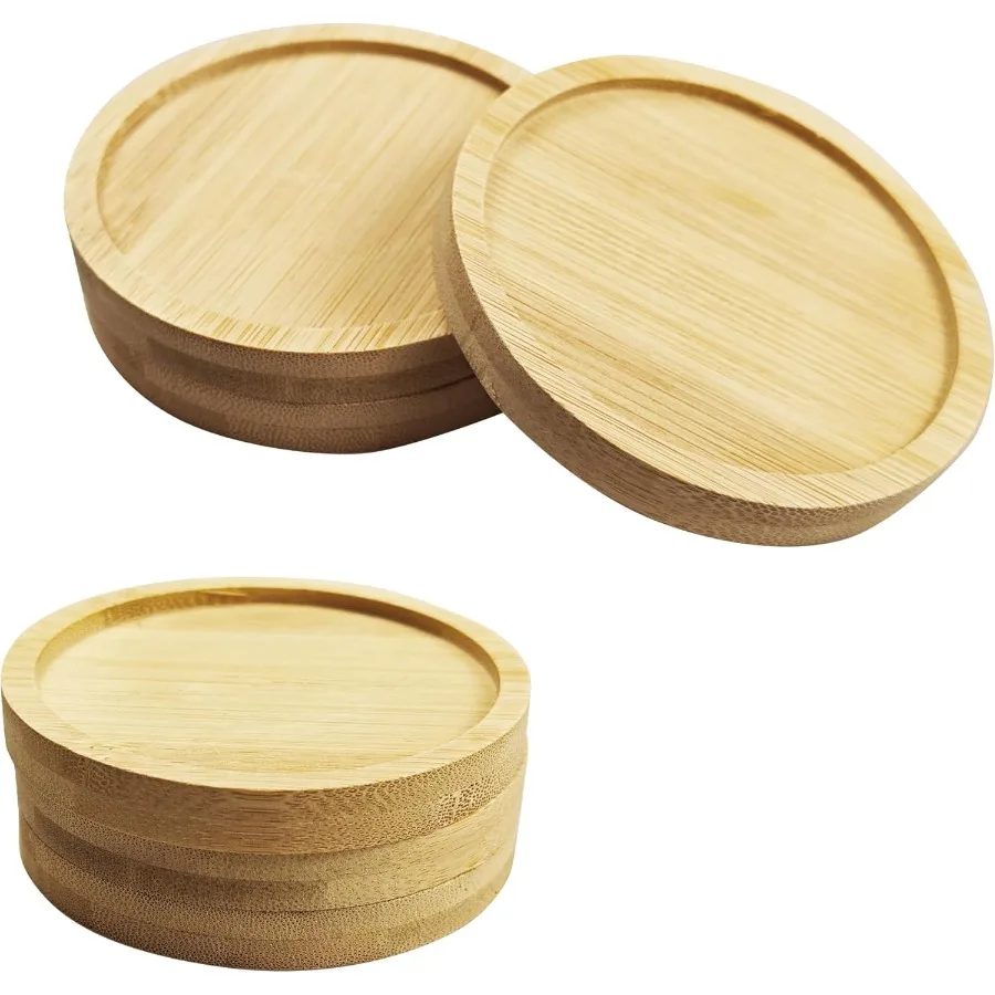 

6 шт., 3 бамбуковых блюдца, круглый поднос для цветов, держатель для сочных растений, дренажный поддон, универсальный набор подставок для дома и выключения