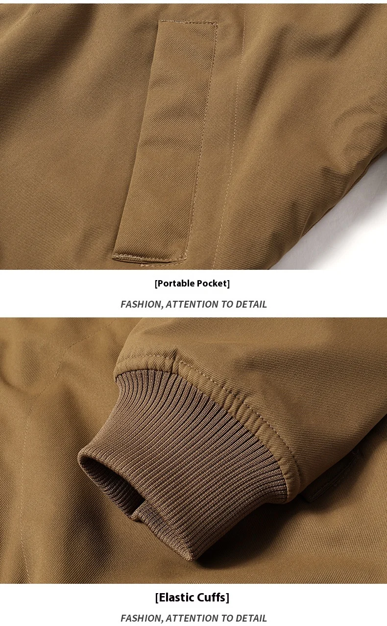 Herren-Fliegerjacke, Winter, dick, mit Fleece gefüttert, Arbeitskleidung, Stil, mehrere Taschen, lockere Passform, lässiger Fliegermantel, warm – Detail 11