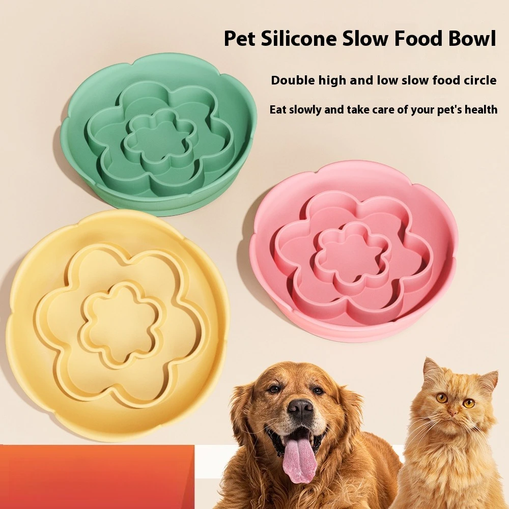 

Slow Feeder Pet Bowl - Anti-Choke Silicone Mat with Suction Cup for Dogs & Cats, Prevents Fast Eating & Spills