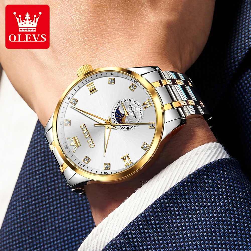 OLEVS 7041 Mens Watch Luxury Original Brand Business Automatic Mechanical Watch Waterproof Luminous Date Watch For Men Box Gifts