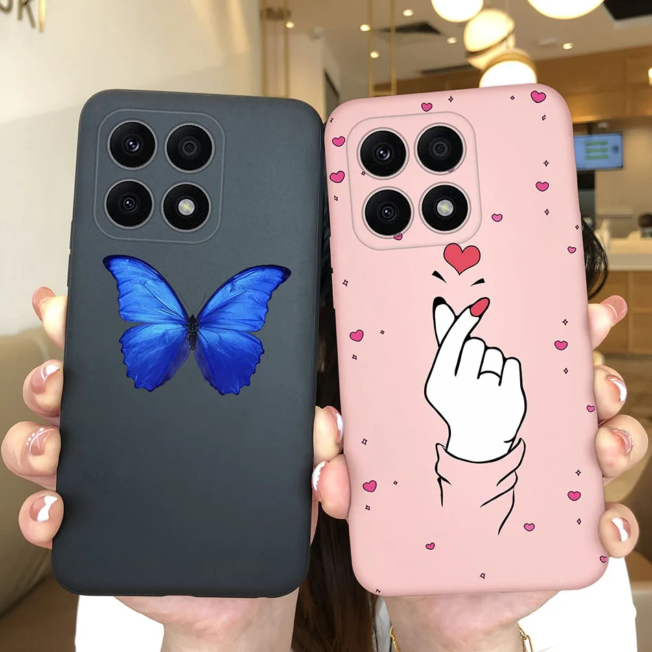 For Huawei Honor X8A X7A 4G Phone Cases Heart Tag Silicone Matte Shockproof Back Cover For Honor X 8A 7A HonorX8A HonorX7A Capa