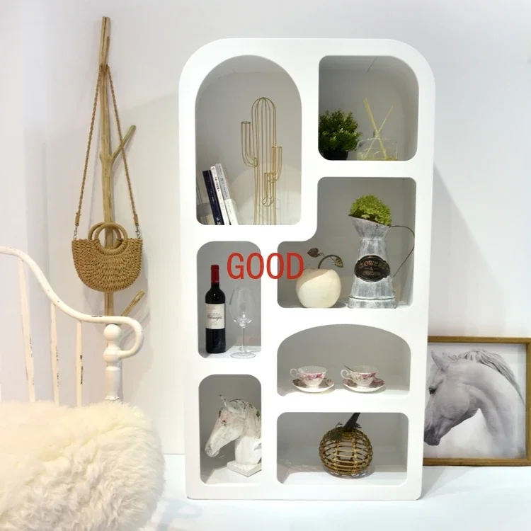 Unique Design Home Decoration Large Modern White Boho Living Room Cabinet Furniture Storage Wooden Shelf Bookcase