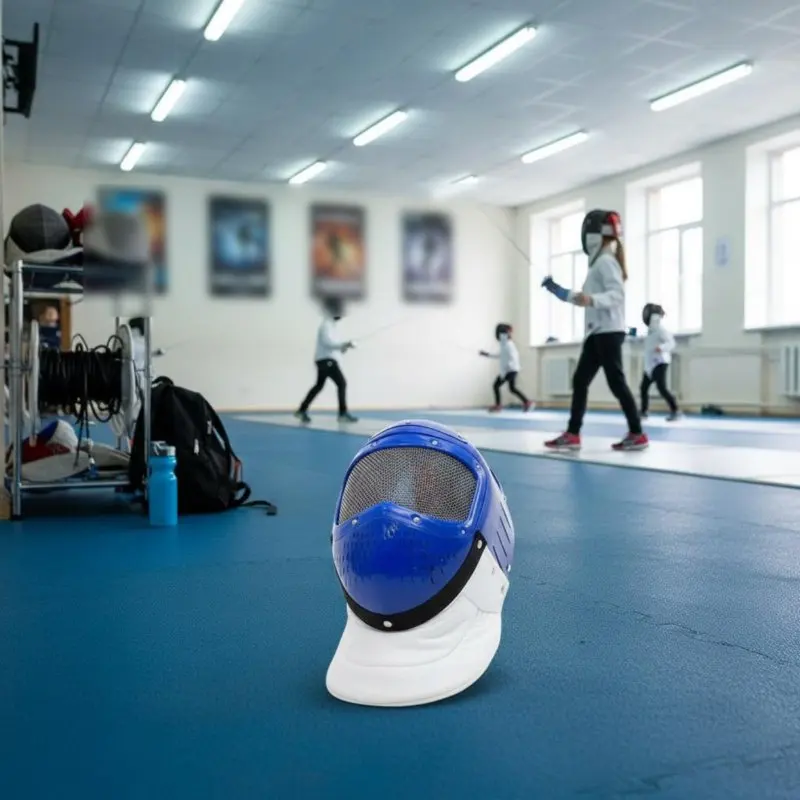 Children's Fencing Headgear Stab-Resistant Plastic Fencing Helmet Kids Training Headgear Adjustable Strap Comfortable Lining