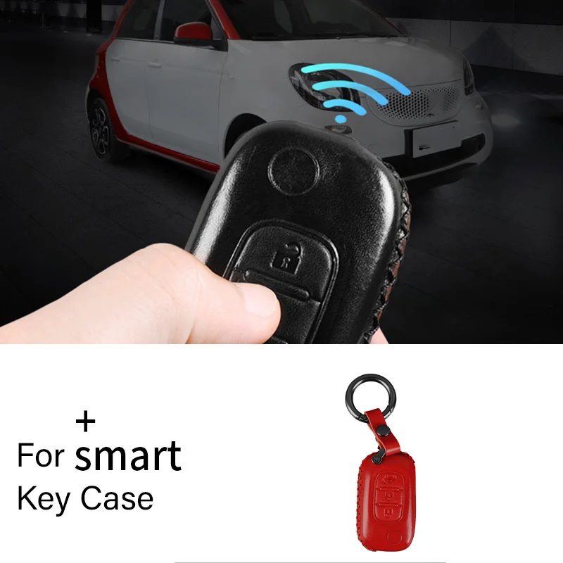 Car Remote Key Case Shell Cover Keychain Holder For Smart 453 PU Leather Styling Protection Interior Accessories