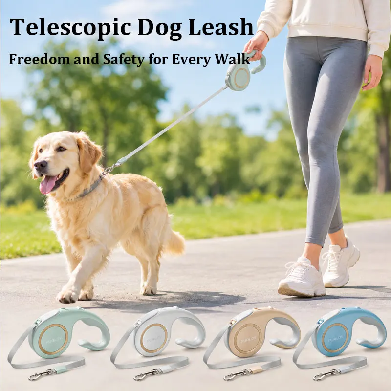 Retractable Dog Leash One Button Lock Puppy Walking Lead Anti-Tangle Auto Pet Training Traction Rope for Small Medium Large Dogs