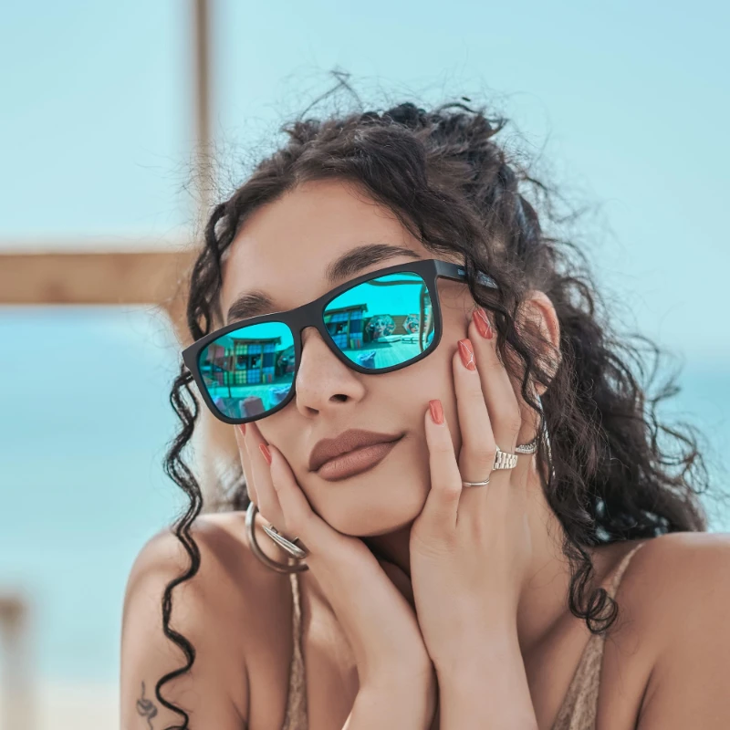 BLUEMOKY New Polarized Sunglasses Lightweight TR90 Frame Square Unisex UV400 Protective Outdoor Cycling Sports Glasses