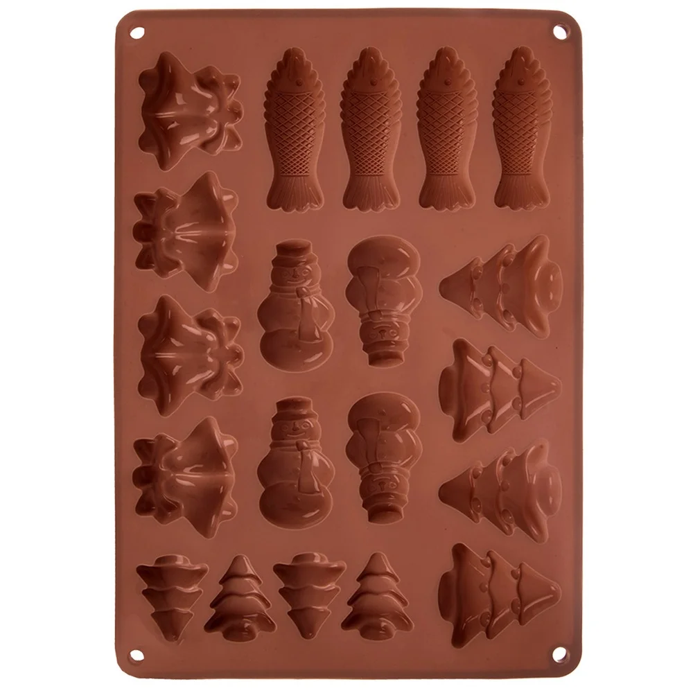 Koekjes- en pralinevorm siliconen bruin 34x24,5x1 cm