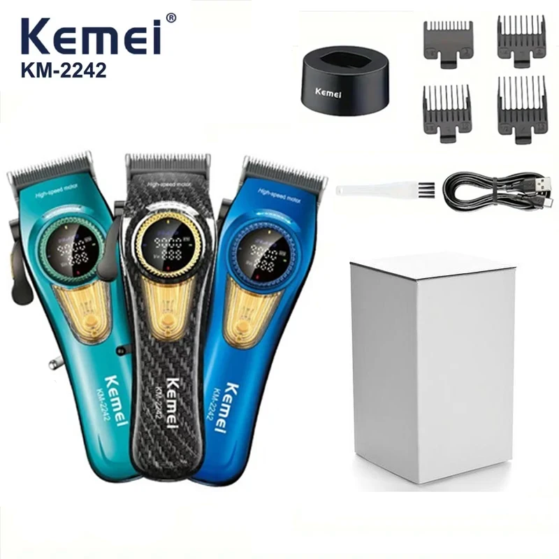 

Kemei Km-2242 Professional Hair Clipper - Usb Rechargeable, Brushless Motor, Adjustable Blade For Precision barber barbier