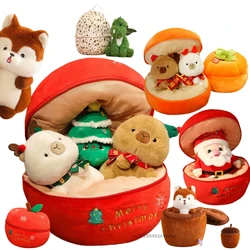 Creative Christmas Eve Apple All Series Capybara Animals Dino Soft Santa Claus Tree Deer Dolls for Original Christmas Gift Decor