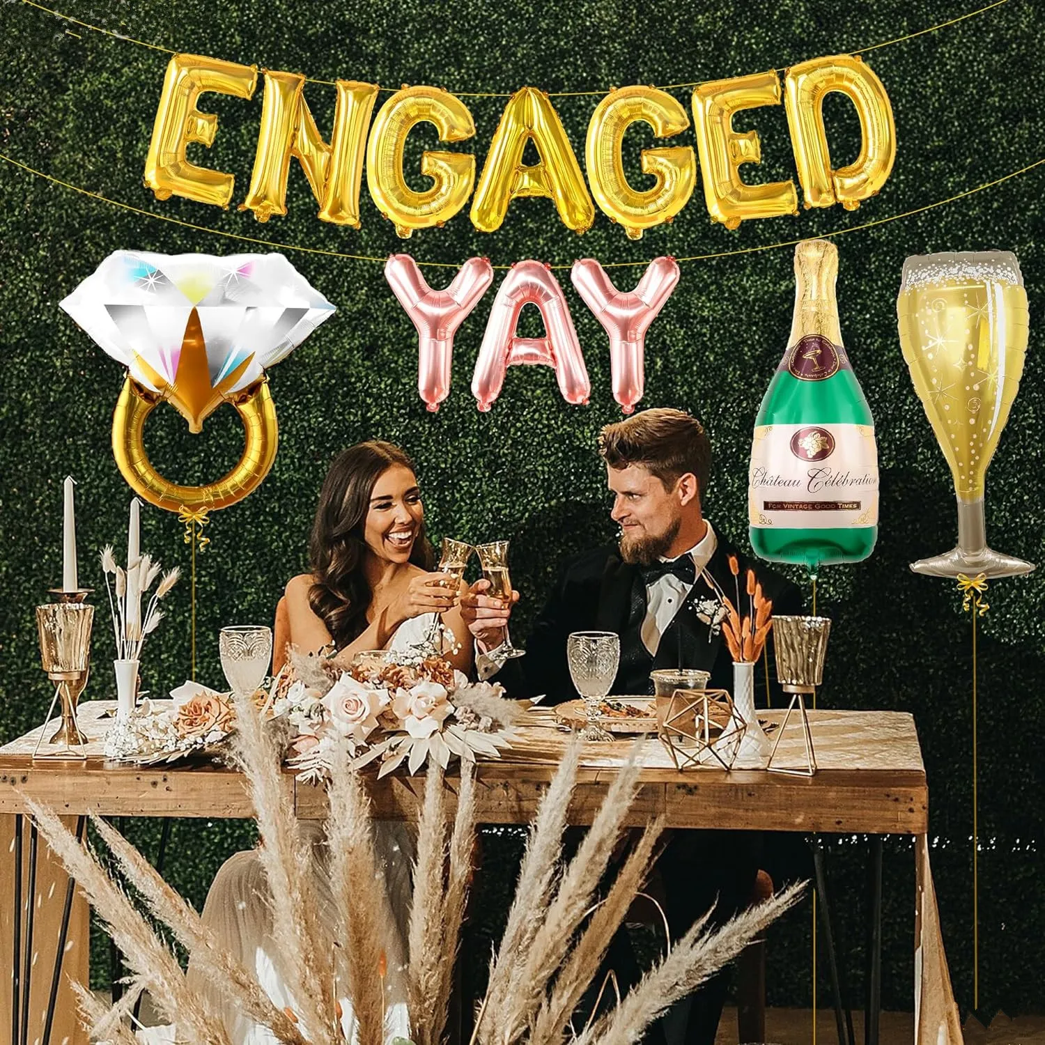 Engagement balloon set Engagement balloon | Champagne balloon, engagement decoration | diamond ring balloon, bachelor party wedd