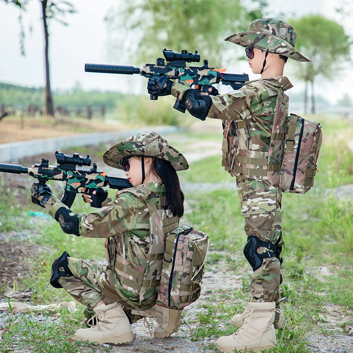 New Children's Military Camouflage Uniform Special Forces Military Fans Summer Camp Military Training Clothes for Kid's Gifts