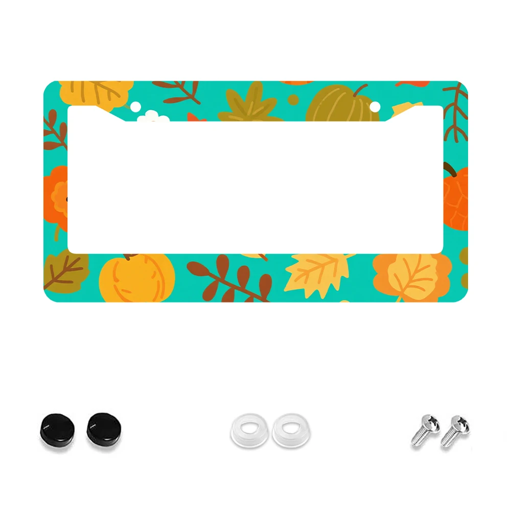 

1 шт., рамка номерного знака с 2 отверстиями в стиле ретро, бирюзовый, с разноцветными листьями и фруктами, алюминиевый материал, 6x12 дюймов, с винтом K
