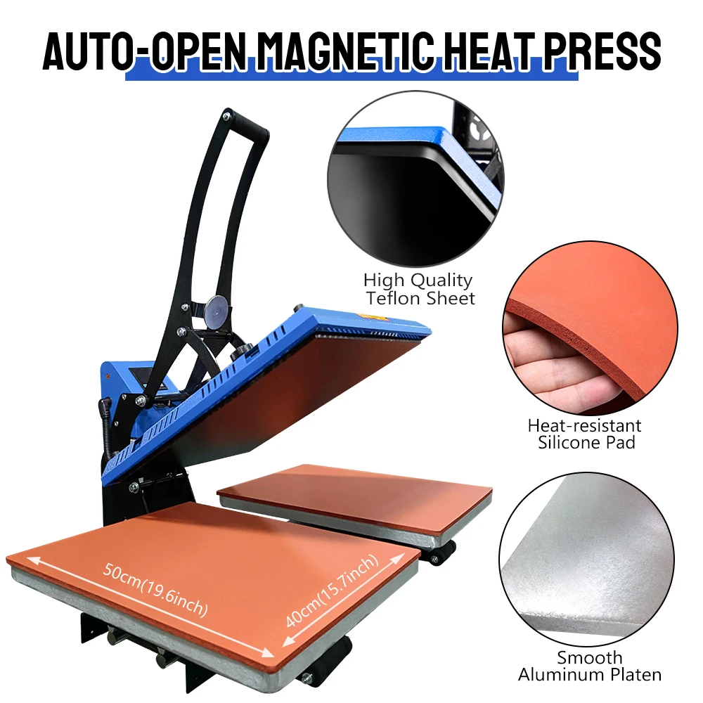 Magnetic Double Station Heat Press Machine Large Auto Open Heat Press 40x60 for T-Shirt Sublimation
