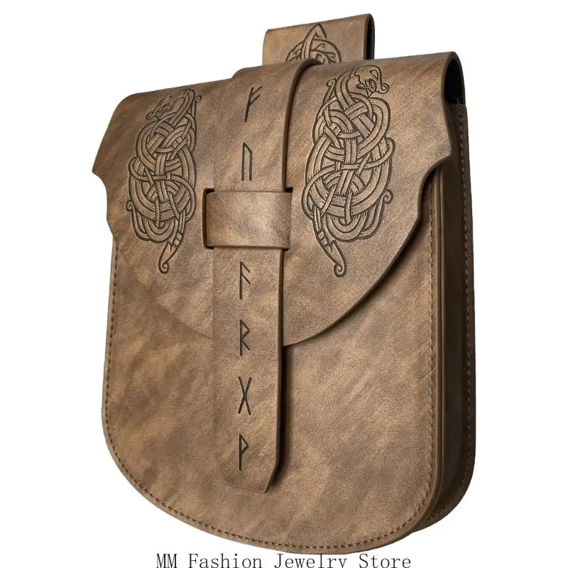 D0UB Vintage średniowieczna skórzana torba na pasek Wiast Medieval Talle torebki telefoniczne Medieval Costume Akcesorium dla