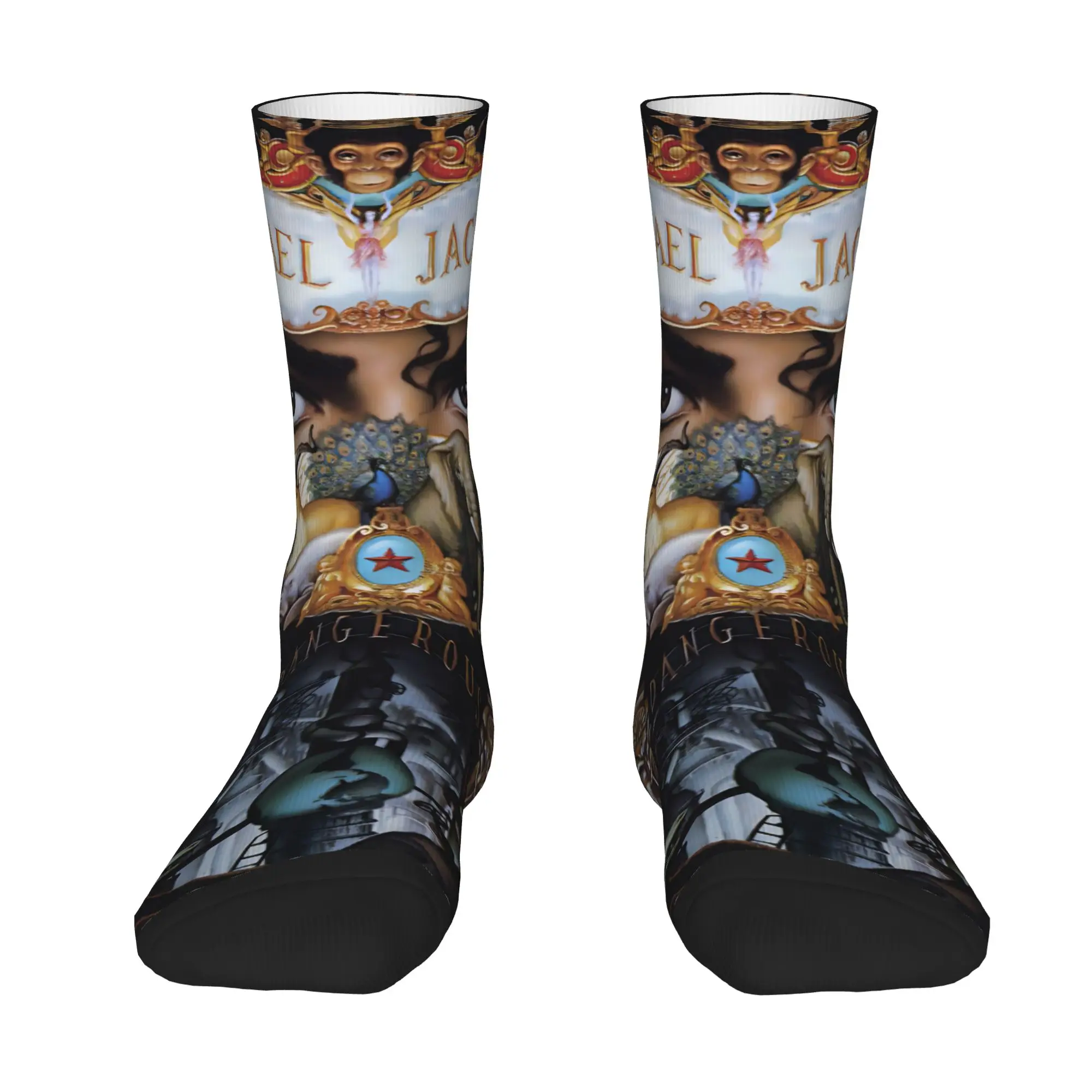 1 Pair Happy Funny Men's Sock Moonwalk Icon Retro Harajuku M-Michael Jackson Hip Hop Novelty Seamless Crew Crazy Sock