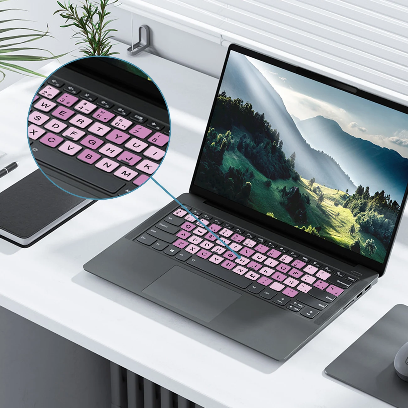 2pcs Colorful Keyboard Stickers Spanish Letters, Universal Keyboard Letters Replacement Sticker for Computers &Notebooks