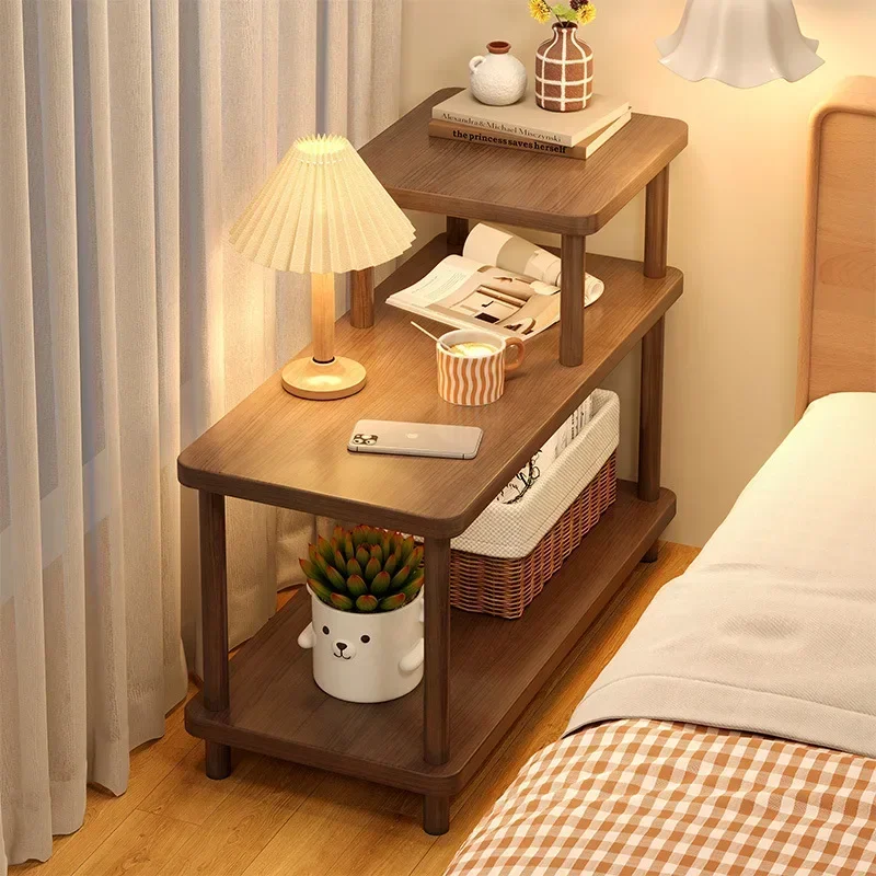 New model Bedside table simple antique multi-layer storage small narrow shelf bedside storage small short table