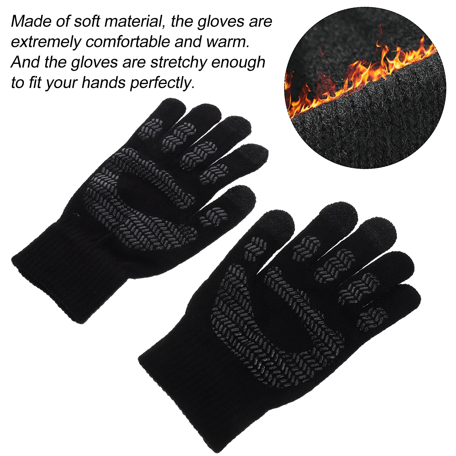 

1 Pair Touch Screen Gloves Knitted Warm Full Finger Stretchy Non Skid For Phone Tablet Driving Cycling Outdoor Winter Windproof