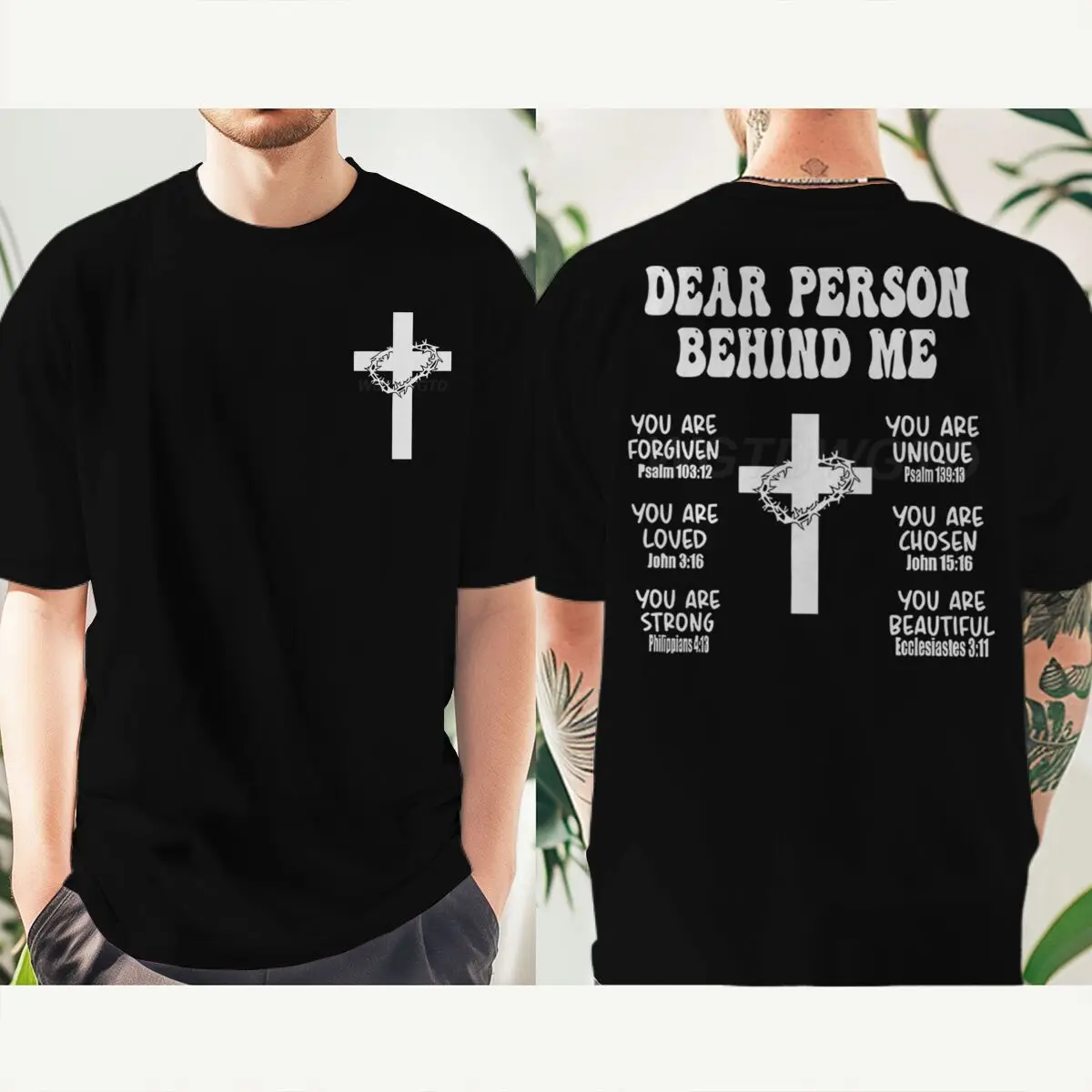 

Christian Bible Verse T-shirt "Dear Person Behind Me" Print Men Tshirts Vintage Jesus Trendy Tee Top Short Sleeve Ropa Hombre