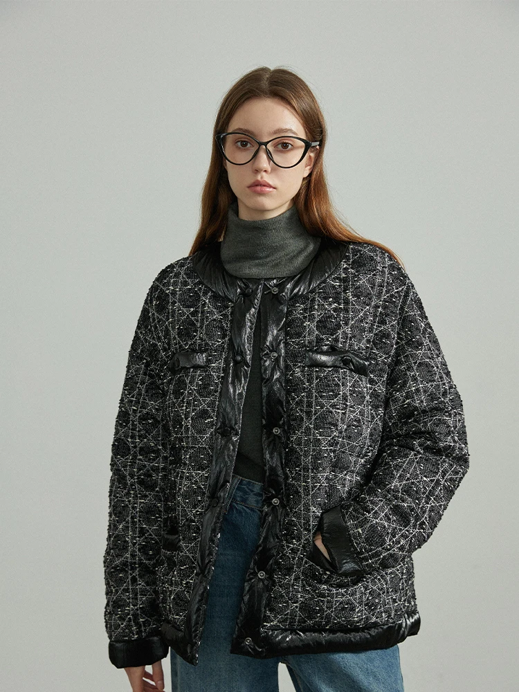 

Женская теплая зимняя куртка Reatic Chic Bla с дизайном из белого пуха, длинная, с круглым вырезом, на тонком утеплителе