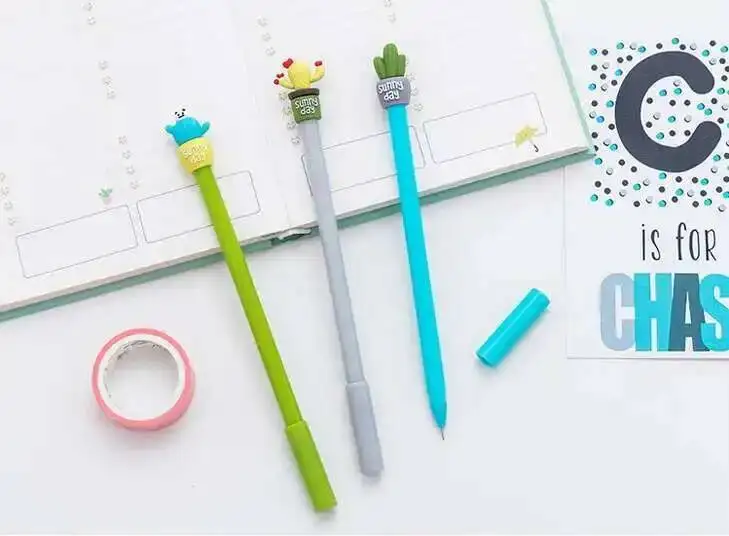 1-teiliges Lytwtw's Briefpapier, süßer Kawaii-Kaktus-Gelstift, Schule, Bürobedarf, kreativ, süß, hübsch, hübsche Griffe, lustig – Detail 15