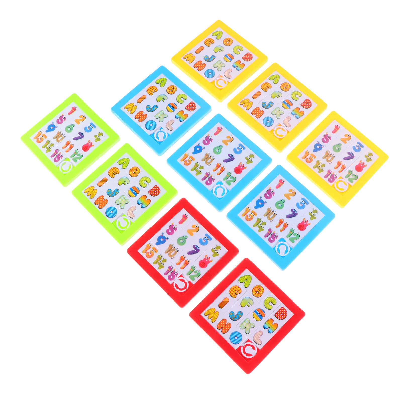10Pcs Slide Number Puzzle Cartoon Letters Colorful Number Teaching Board Early Education Brain Exercise Learning Game