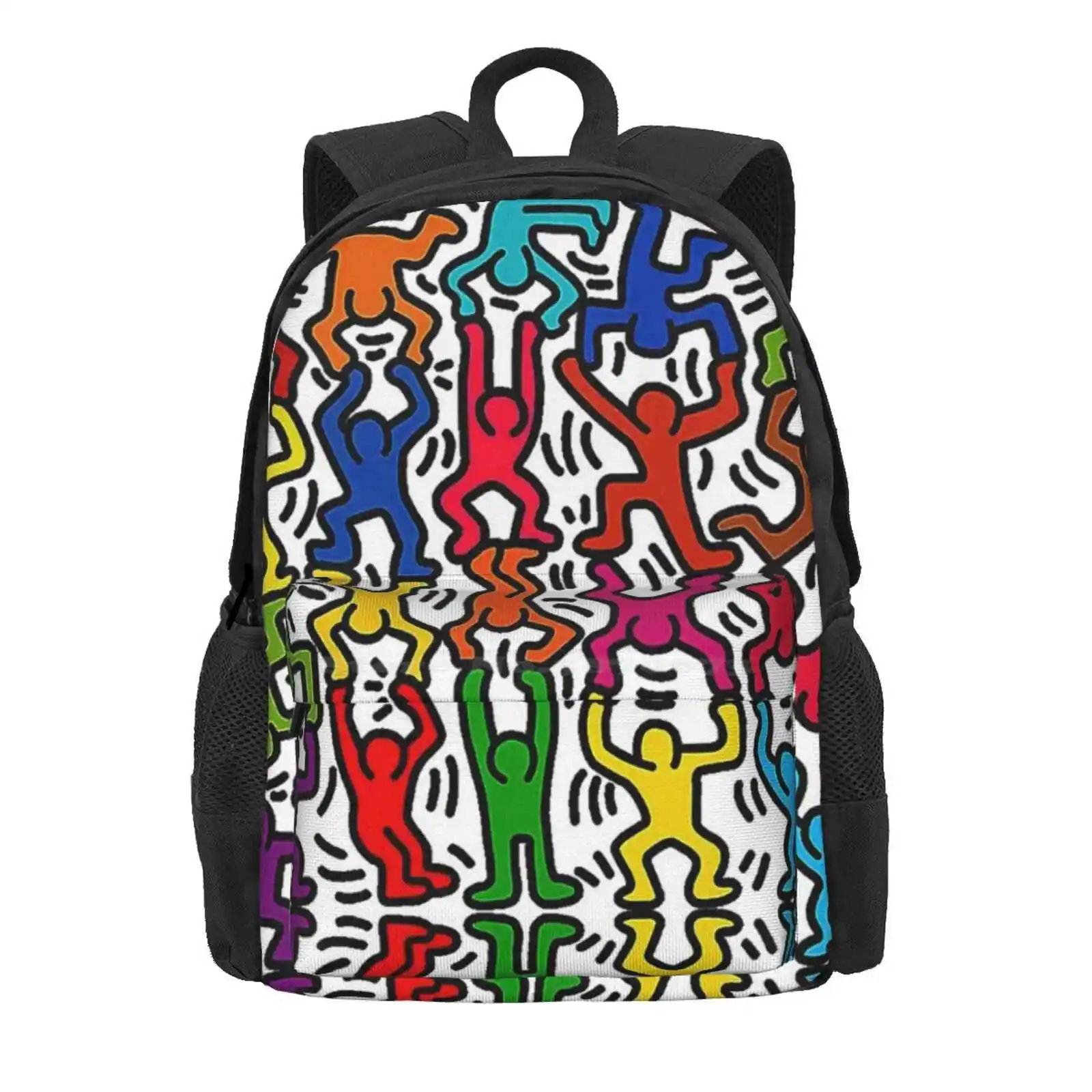 Stick Figure Acrobats Hot Sale Schoolbag Backpack Fashion Bags Acrobat Haring Retro Green Purple Blue Yellow Pink Red Orange