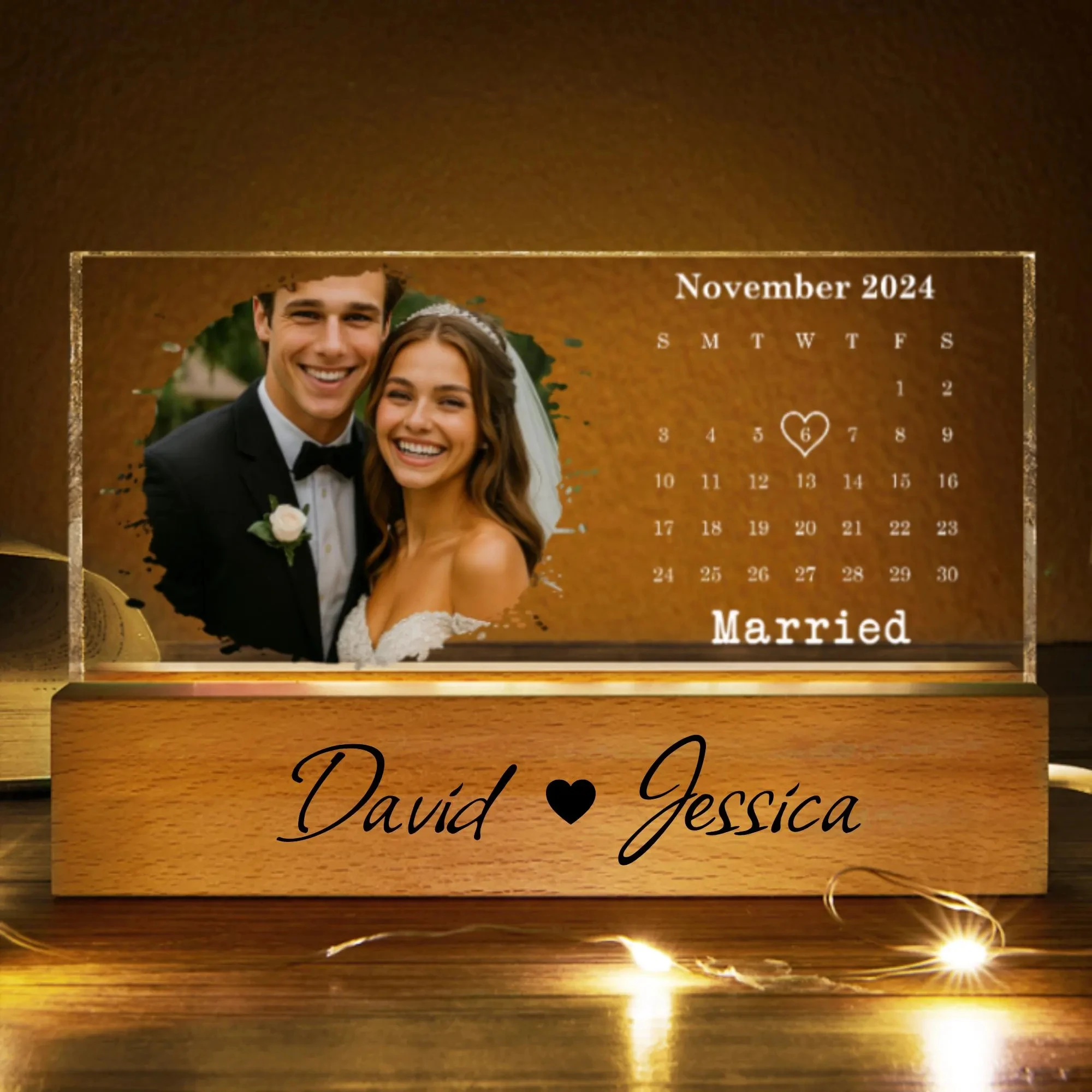 Personalized Photo Our Important Day Calendar Plaque Valentines Gift for Him Her Couple Anniversary Newlywed Birthday Surprise