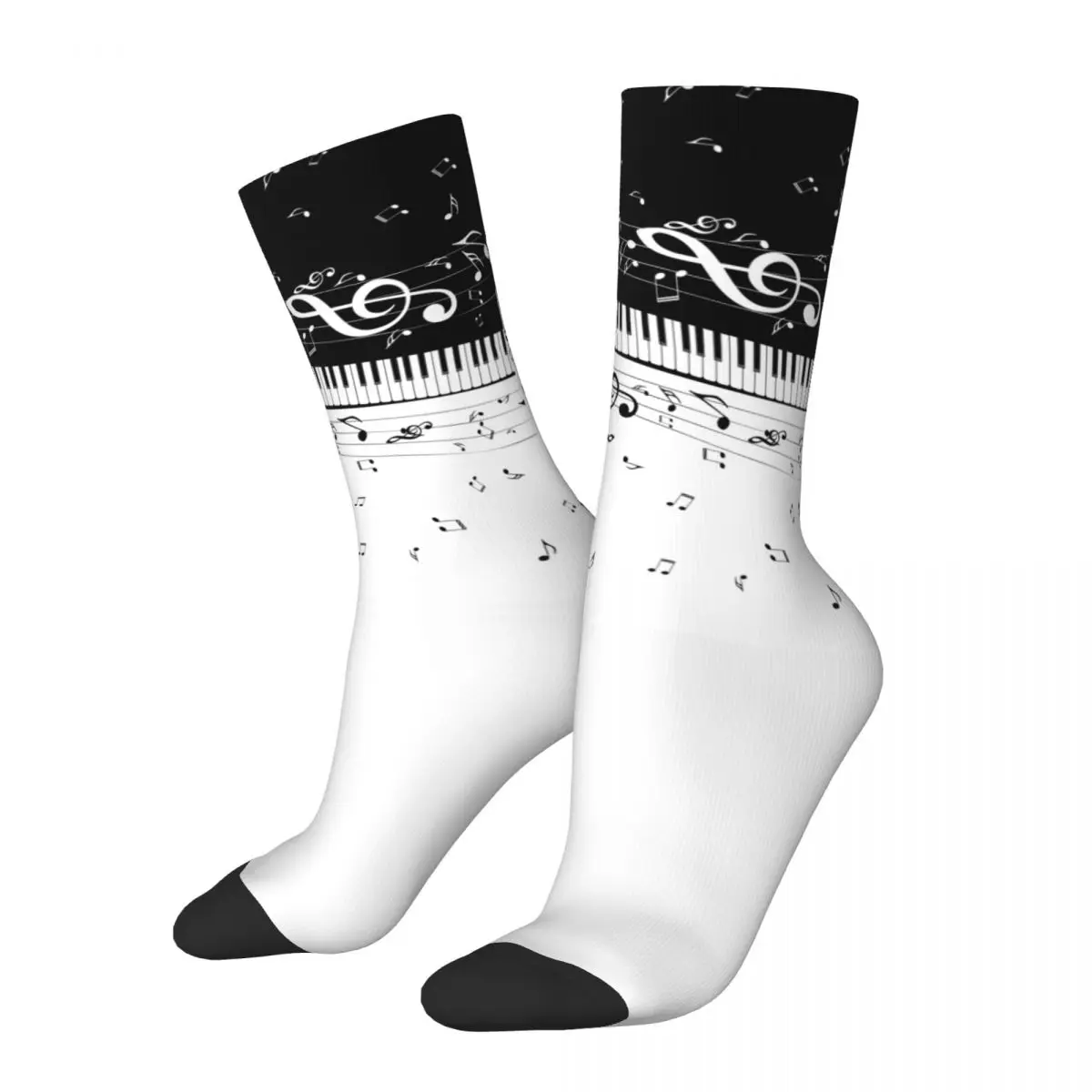 

Music Note Minimalistic Piano Keyboard Socks Men's Women's Happy Socks Spring Summer Autumn Winter Middle Tube Stockings Gifts