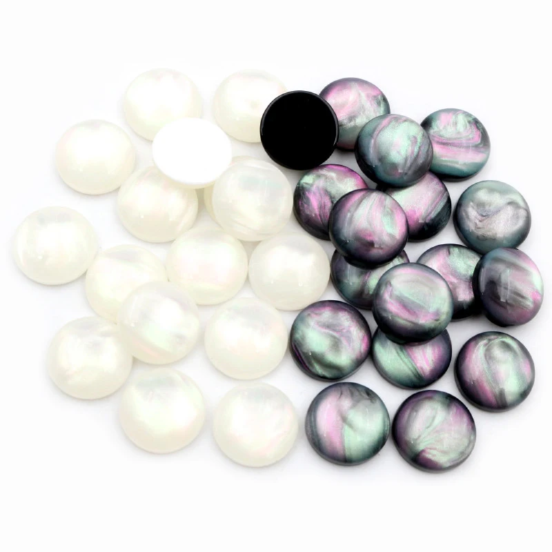Nowa moda 40 szt. 8mm 10mm 12mm czarno-biały kolor płaskie z tyłu żywiczne kaboszony kamea