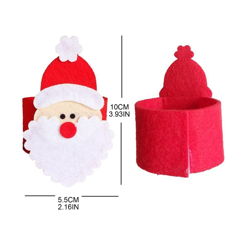 4 Pcs Christmas Napkin Rings Set Napkin Ring Holder Santa Belt Home Xmas Banquet Party Table Decoration