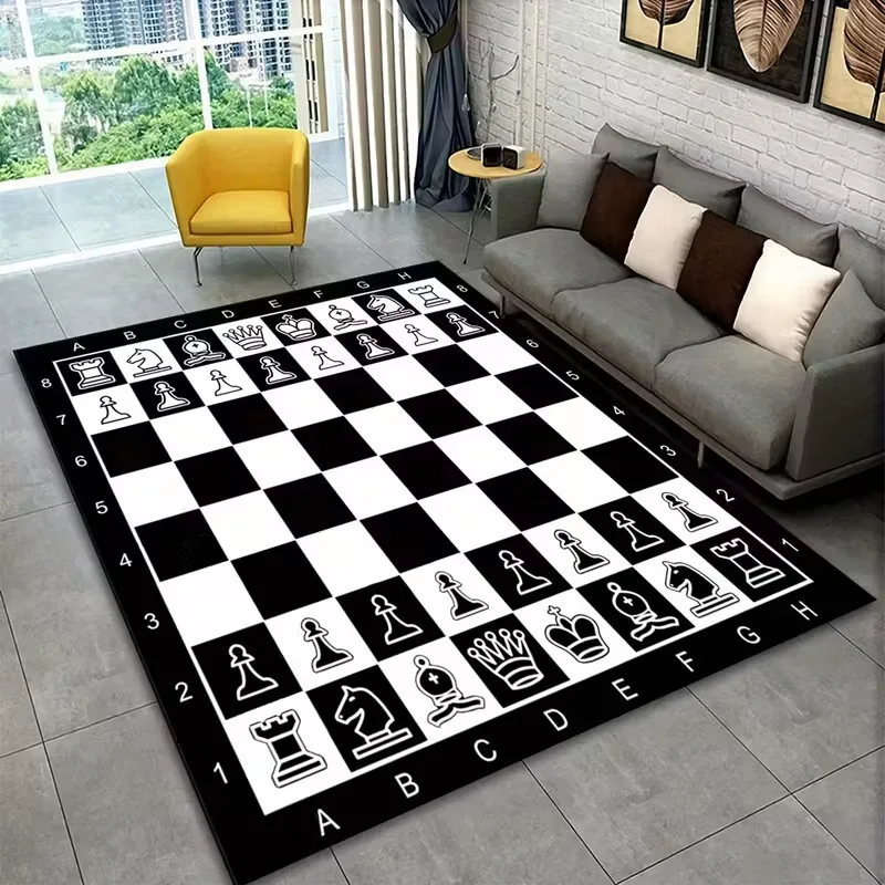 

Intelligence Game Chess Inspired Decor Carpet Rug King Queen Rook Bishop Knight Pawn Cozy Living Room Floor Mat Area Rug