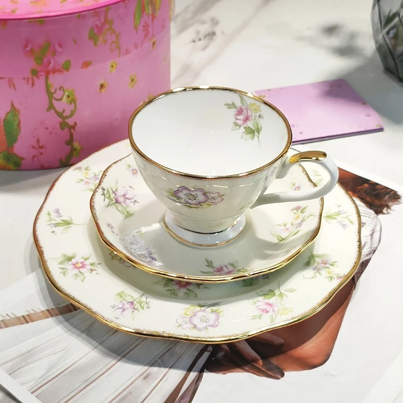 Afternoon Snack Plate Cup And Saucer Three-Piece Set Bone China Coffee Set Office Tea Room Home Use