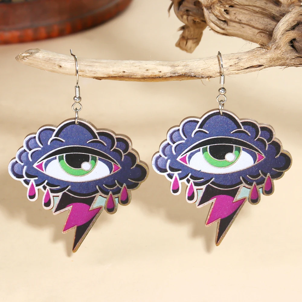 Halloween Drop Earrings For Women Vintage Trendy Acrylic Devil Eye Handmade Retro Pendant Ear Holiday Gifts Jewelry Wholesale