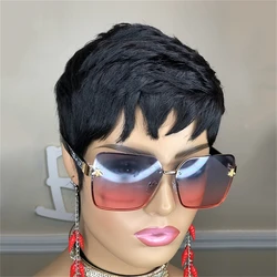 Short Wig 100% Virgin Human Hair Wigs Pixie Cut wig Straight Layered Hair for Black Women Full Machine Made Cheap Wig Human hair