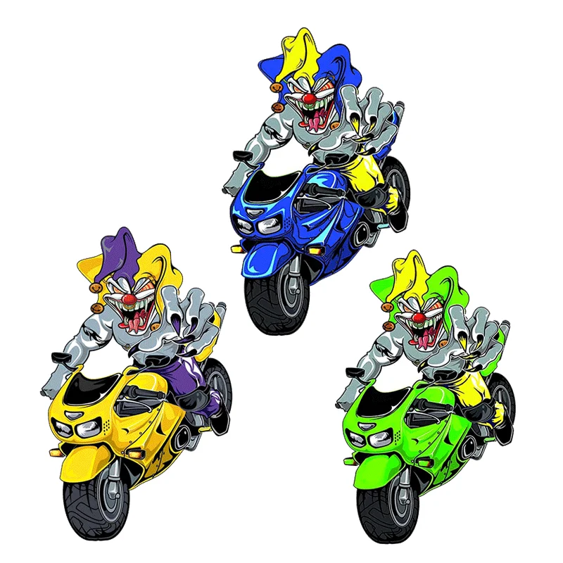 

M1042# Sport Bike Jester Biker Sticker Cartoon Motorcycle Car Styling Window Bumper Car Sticker Evil Clown Decal