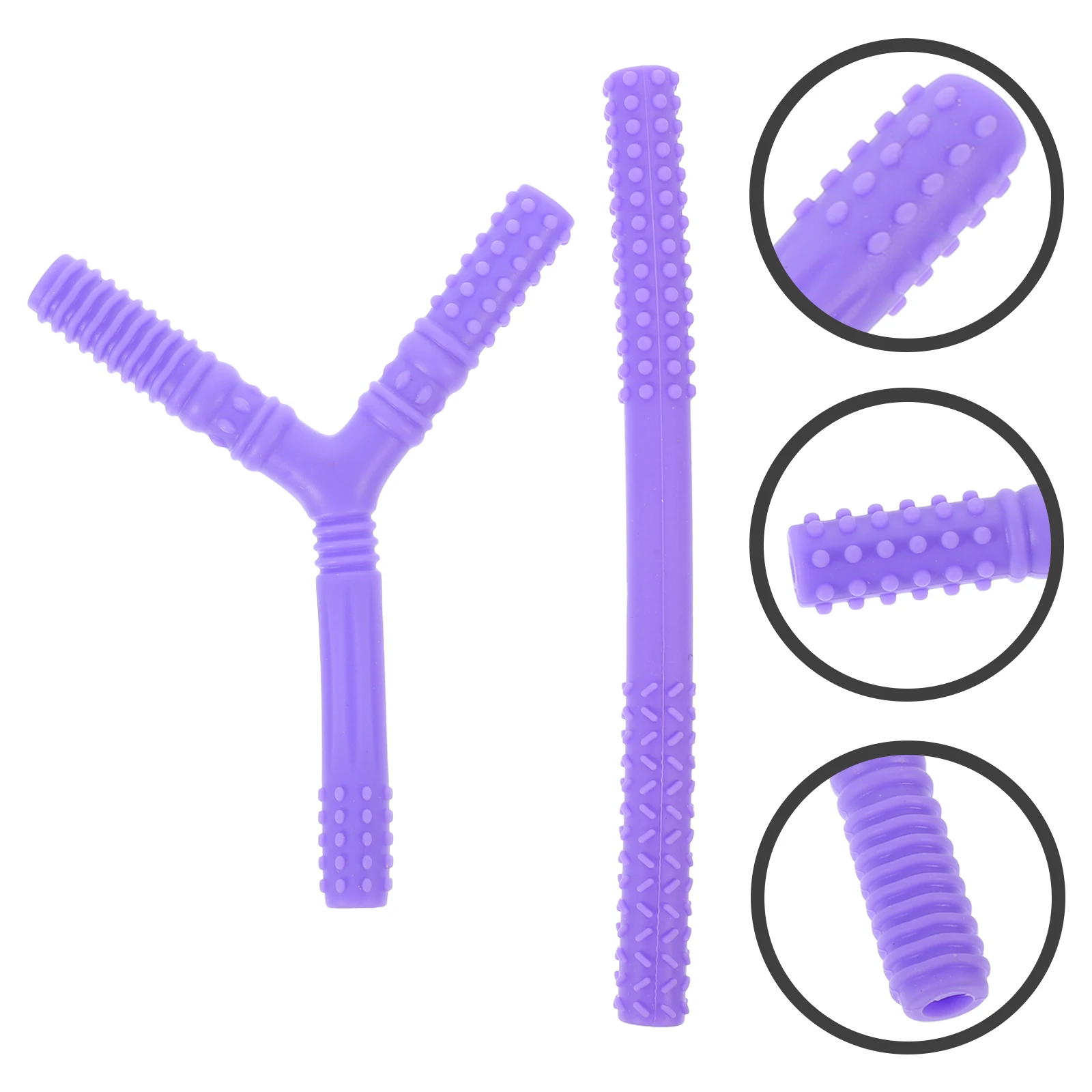 

Toys for Babies Baby Teether Teething Silicone Chew Hollow Stick Rod Plaything Purple
