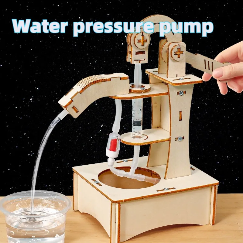 diy-ハンドウォーターポンプモデル-stem-科学実験キット木製手作り教育物理学自己組み立ておもちゃ子供学生向け